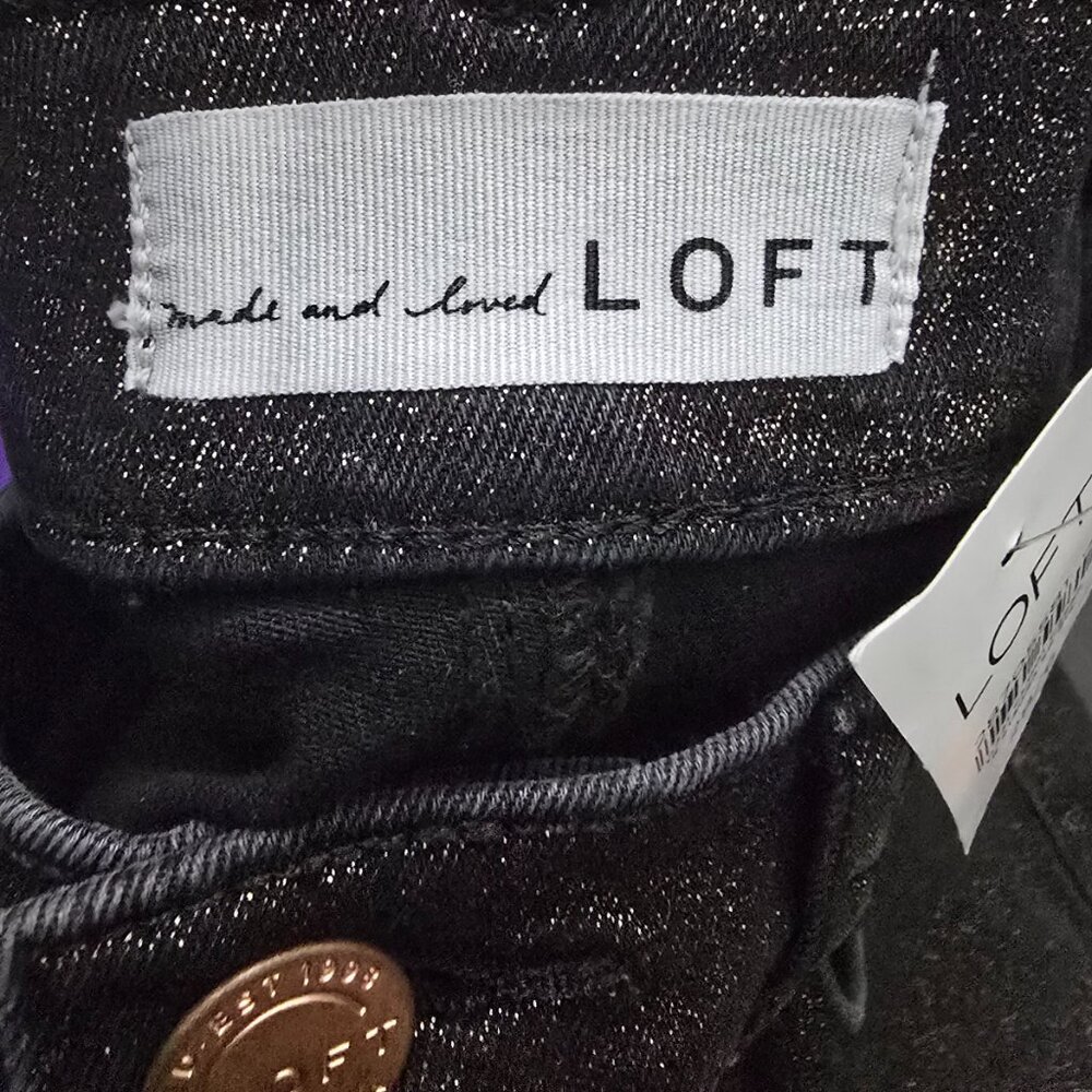 LOFT Shimmer Slim Pocket Skinny Jeans | Black Shimmer | NWT | Size 6/28 - Picture 7 of 11